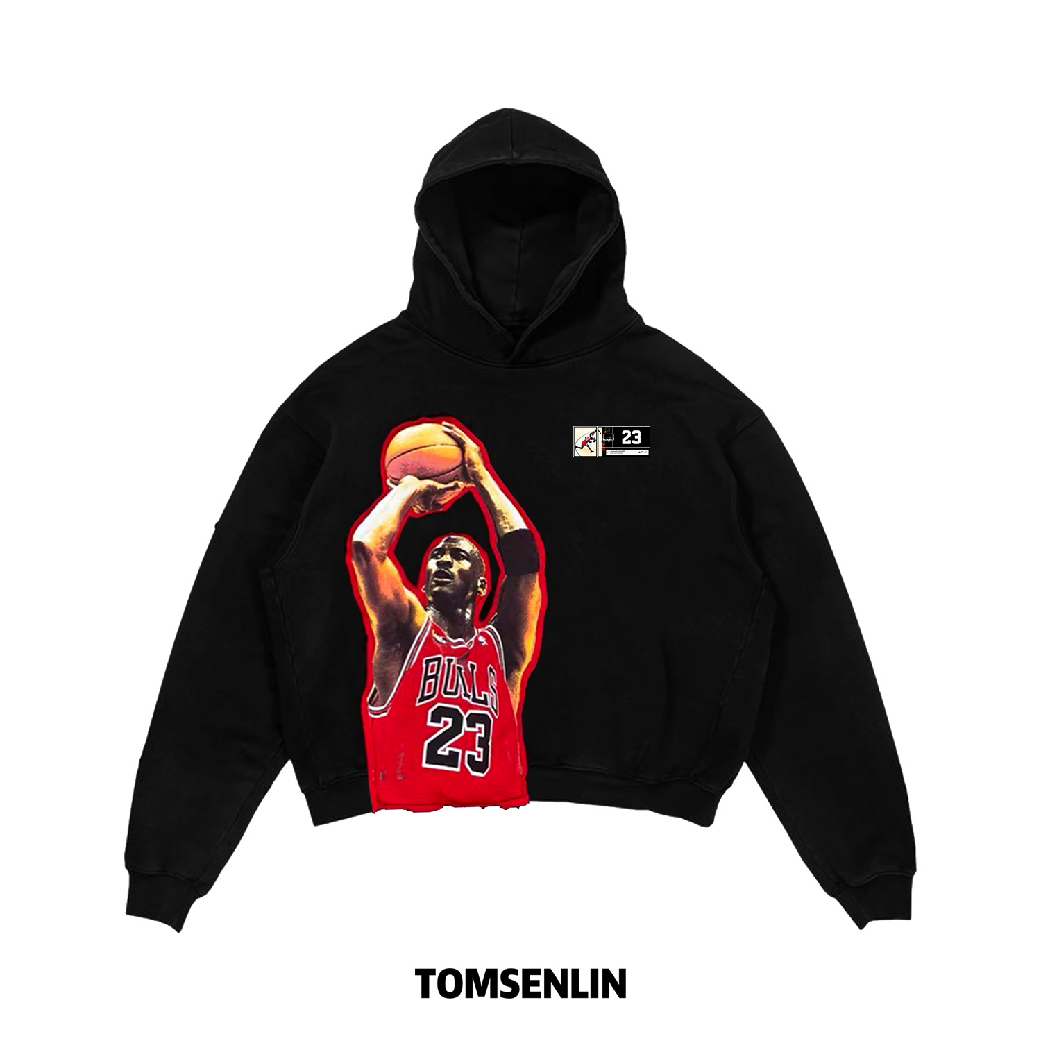 tomsenlin 23FW 迈克尔手工remake贴布限定款宽松长短袖卫衣高街