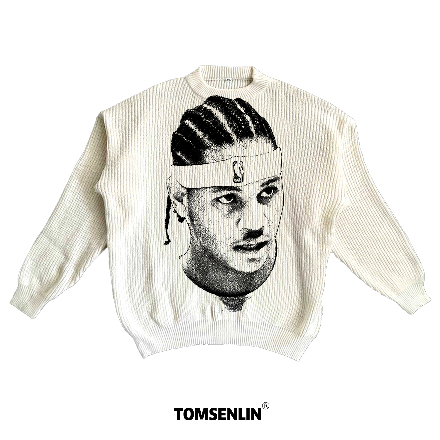 tomsenlin汤森林秋冬季卡梅隆安东尼大头恶搞康丽印花毛衣