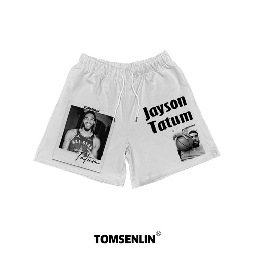 tomsenlinSS美式阿伦艾弗森黑色复古印花系列短裤