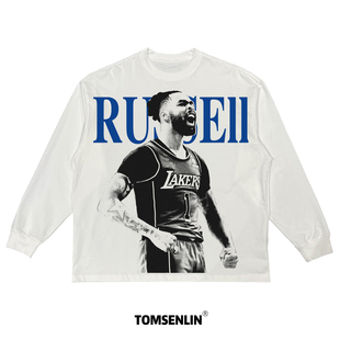 tomsenlin汤森林2024S原创德安吉洛拉塞尔白色短袖 蓝色字康丽印花