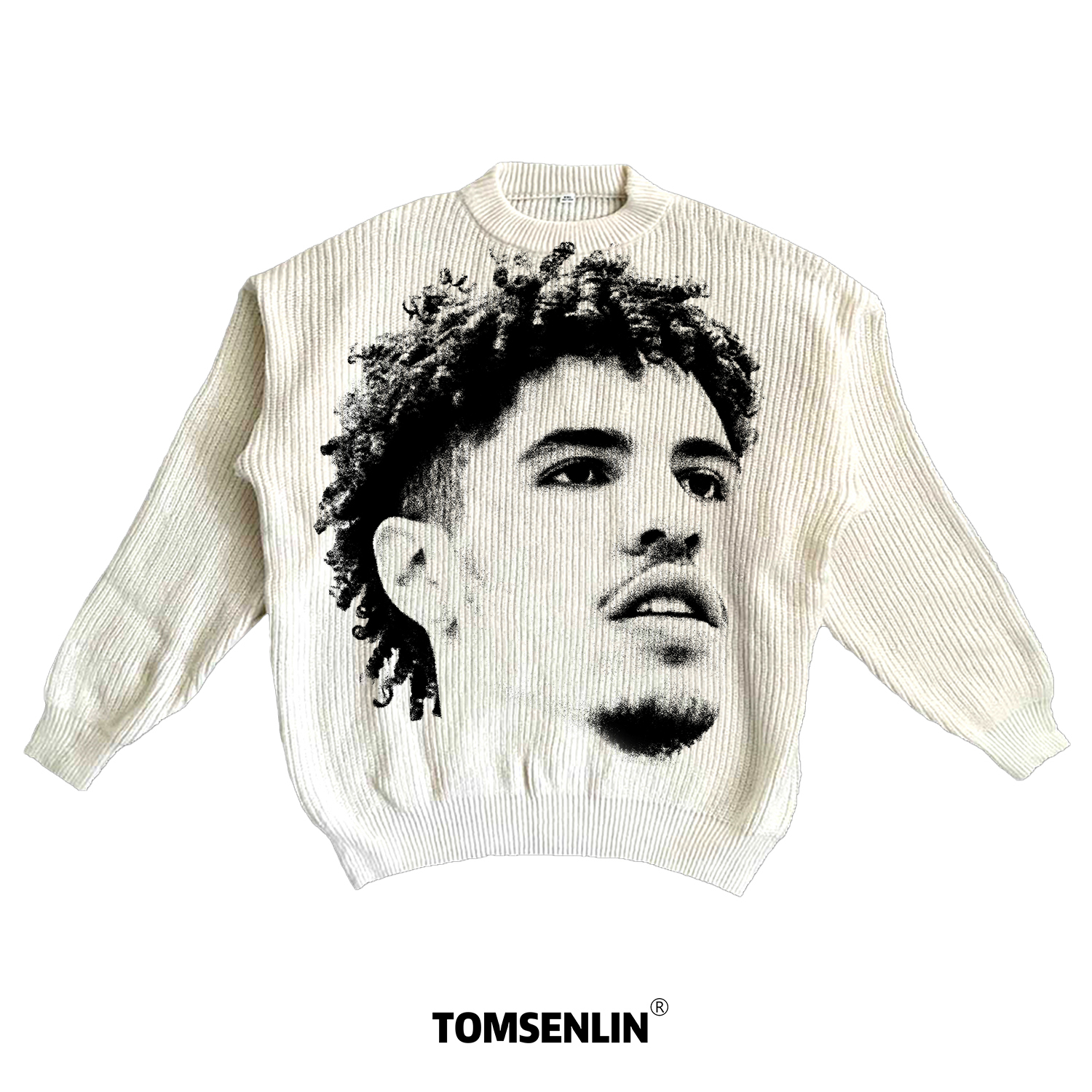 tomsenlin汤森林秋冬季三球拉梅洛鲍尔大头恶搞康丽印花毛衣