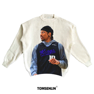 tomsenlin国王队德罗赞美式康丽印花慵懒休闲毛衣