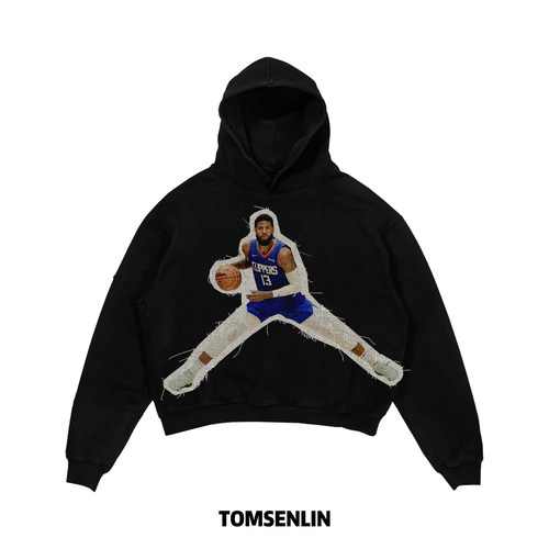 tomsenlin保罗乔治横侧步线毯贴布工艺卫衣长短袖蝙蝠短袖