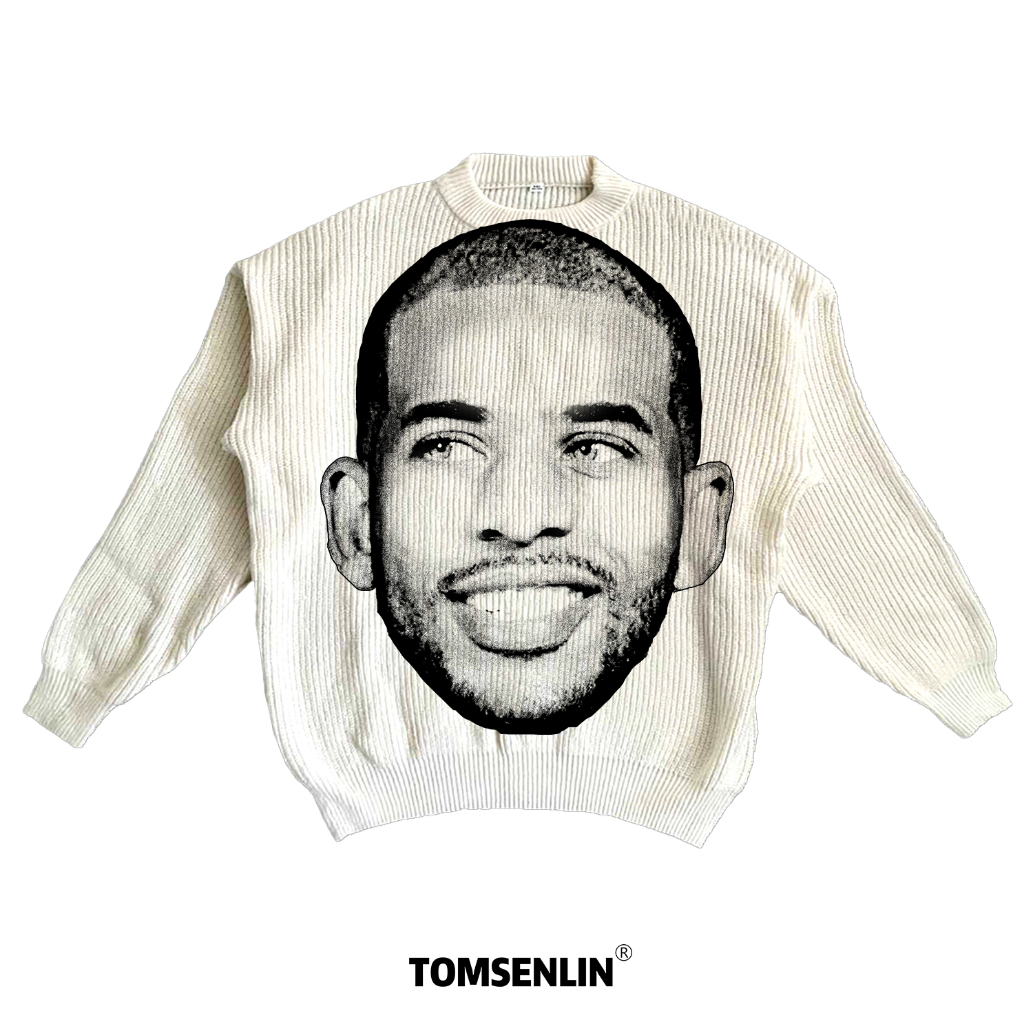 tomsenlin汤森林秋冬季克里斯保罗CP3大头恶搞康丽印花毛衣