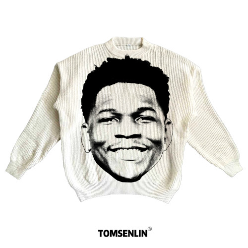 tomsenlin汤森林秋冬季安东尼爱德华兹选秀大头恶搞康丽印花毛衣