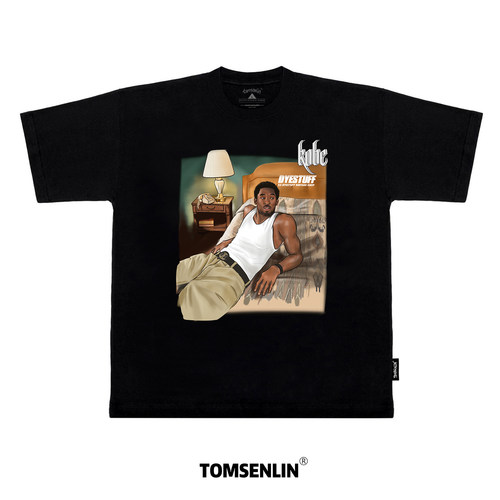tomsenlin爆炸头科比插画背心康丽印花短袖
