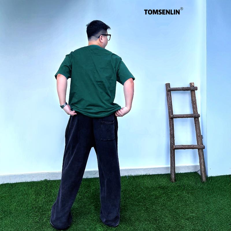 tomsenlin汤森林新疆棉夏季美式落肩13种纯色270克柔顺感重磅短袖