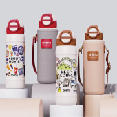 恩尼诺儿童保温杯600ml带杯套316不锈钢吸管杯直饮杯男孩女孩水杯