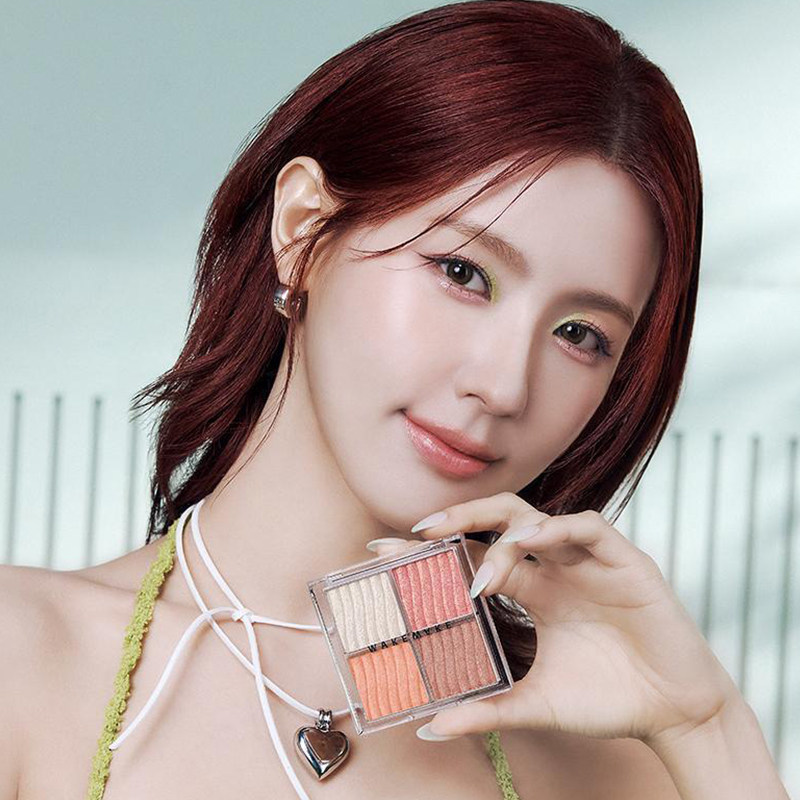 韩国直邮 WAKEMAKE唯可魅新款4色高光盘粉橘色新手高光腮红细闪女