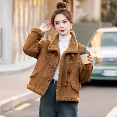 羊羔毛短外套女士冬季新款