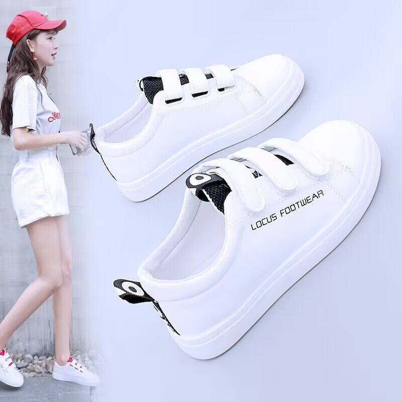 2025新款魔术贴女鞋街拍小白鞋韩版平底学生休闲板鞋平底运动鞋女