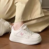 新款 学生运动休闲鞋 透气粉色德训板鞋 2025秋季 女丑萌大头小白鞋 子