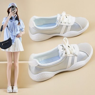 德训小白鞋女2025新款春秋爆款配裙子运动板鞋软面阿甘鞋时尚百搭