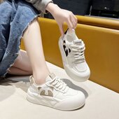 百搭软皮运动休闲鞋 熊猫鞋 厚底增高学生小白鞋 新款 子 女2025春秋季