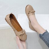 平底蝴蝶结一脚蹬女鞋 2025年春秋季 女瓢鞋 温柔晚晚鞋 新款 豆豆单鞋