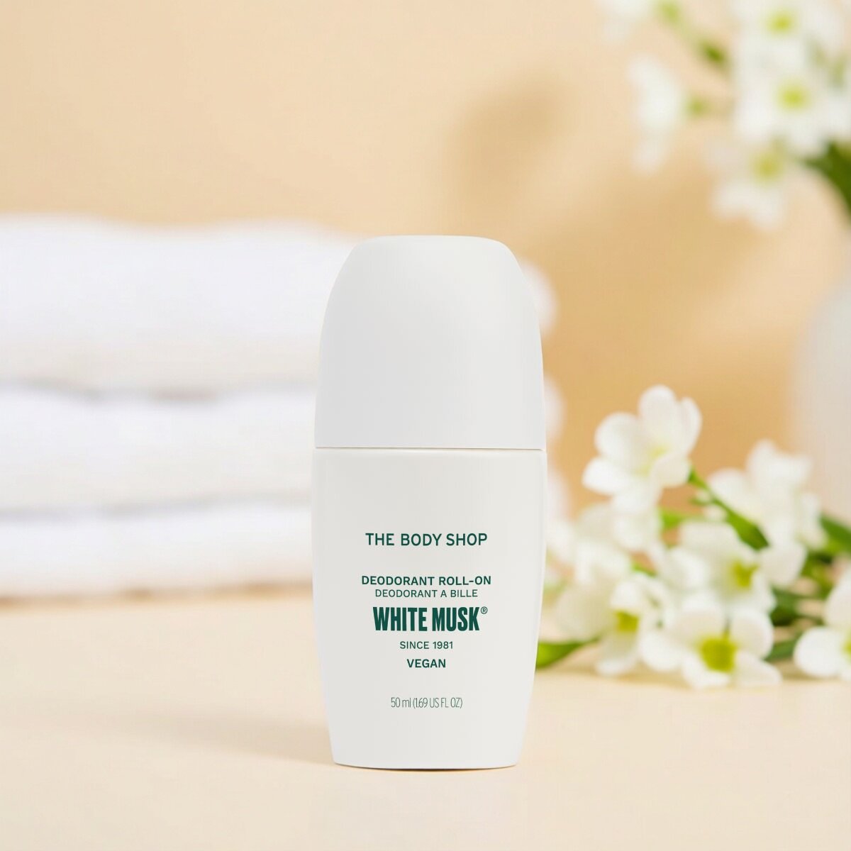 The Body Shop 白麝香止汗剂50ml任何肤质滚珠设计除汗臭温和进口