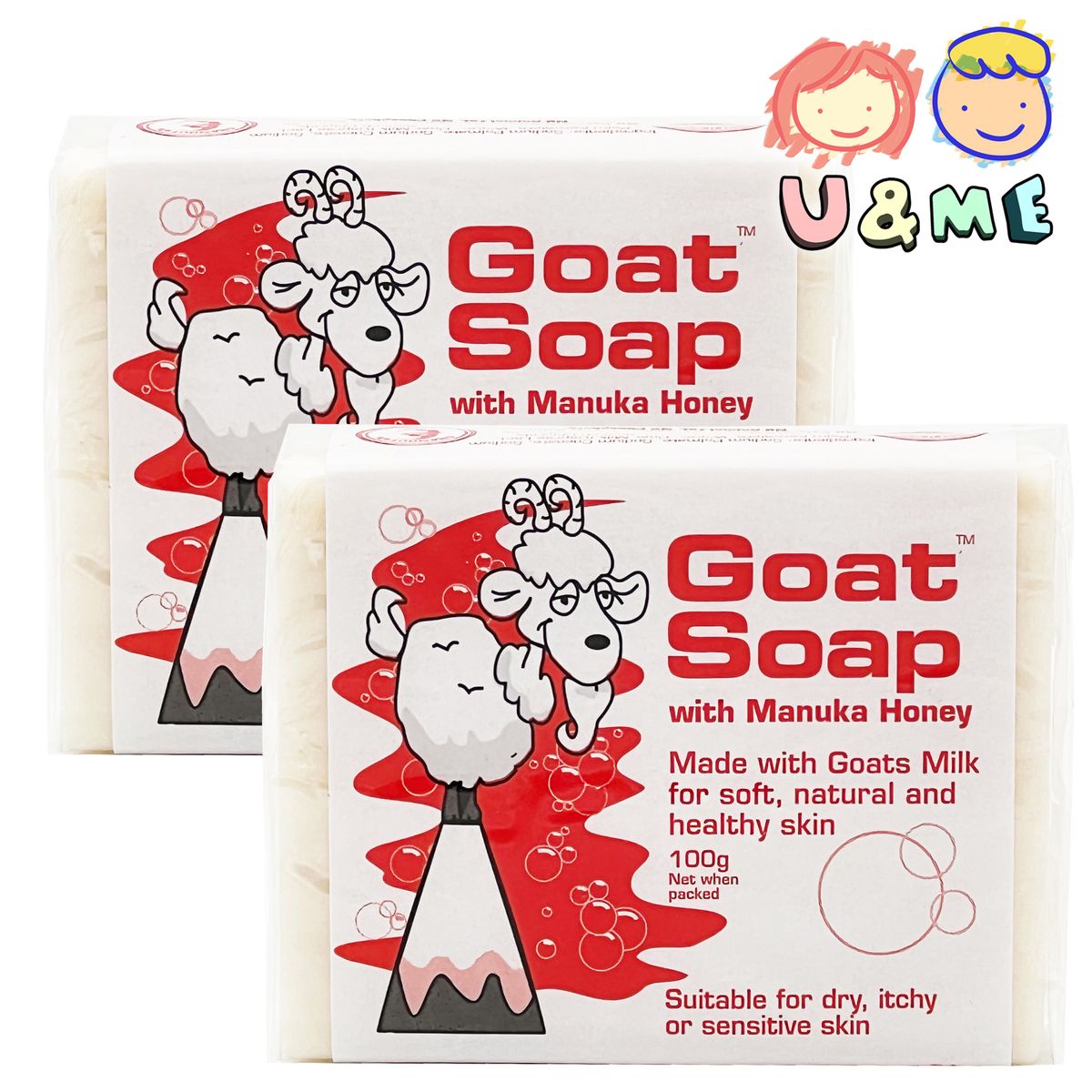 Goat Soap - 优惠两件装纯天然山羊奶手工皂 麦芦卡蜂蜜味 100g