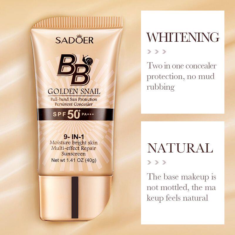 SADOER 黄金蜗牛防晒BB霜40gSPF50+多效整合滋养同高功率防晒易遮