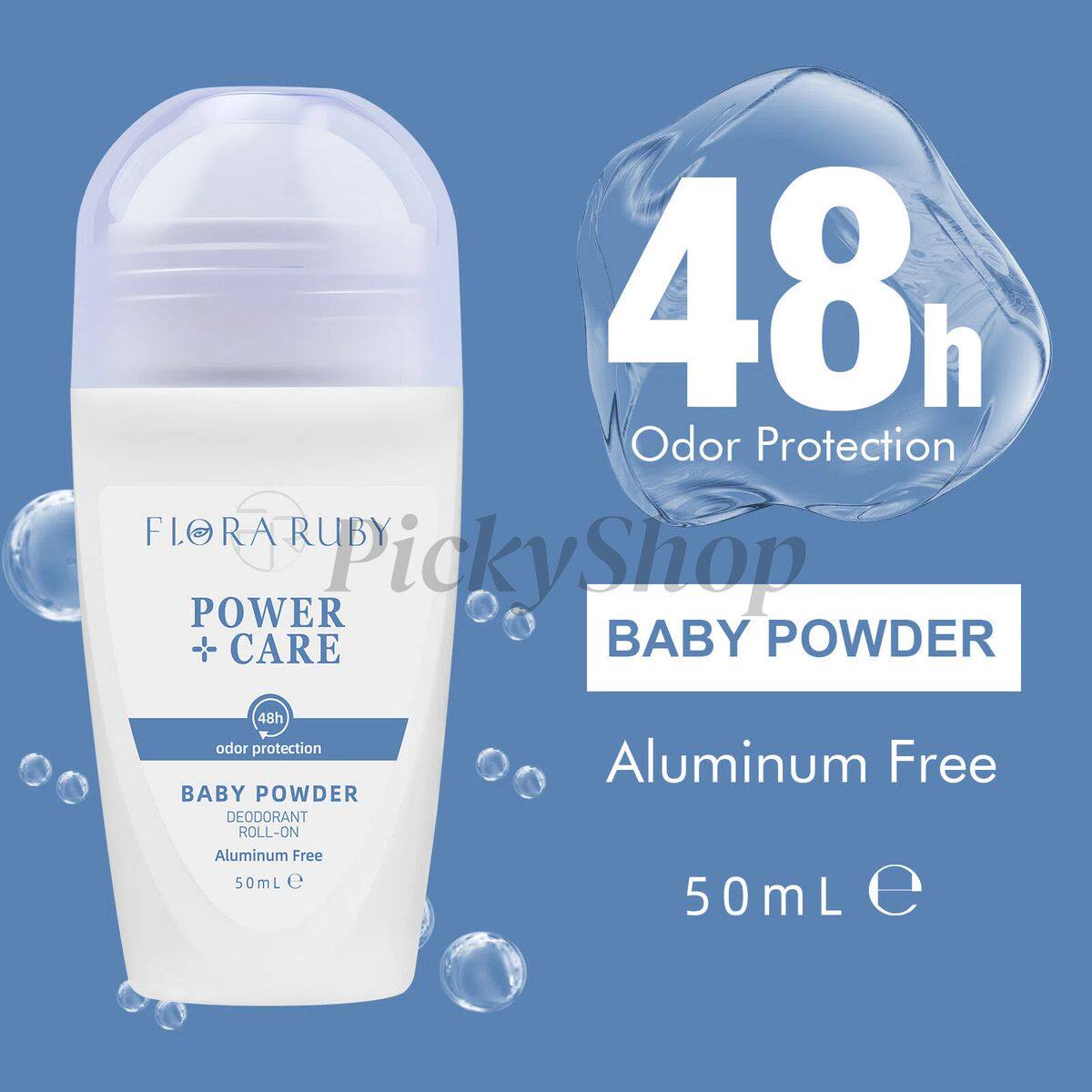 FLORARUBY 爽身粉味止汗走珠香体露50ml散汗爽身净味剂滚珠防汗版