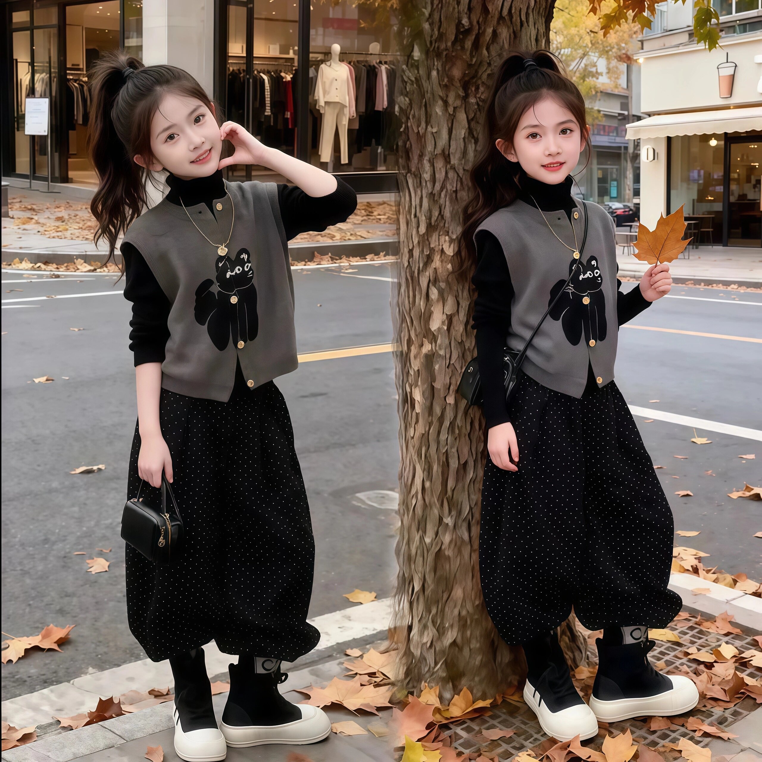 女童2026春秋新款套装韩版秋款中大童休闲马甲打底衫裤子三件套潮