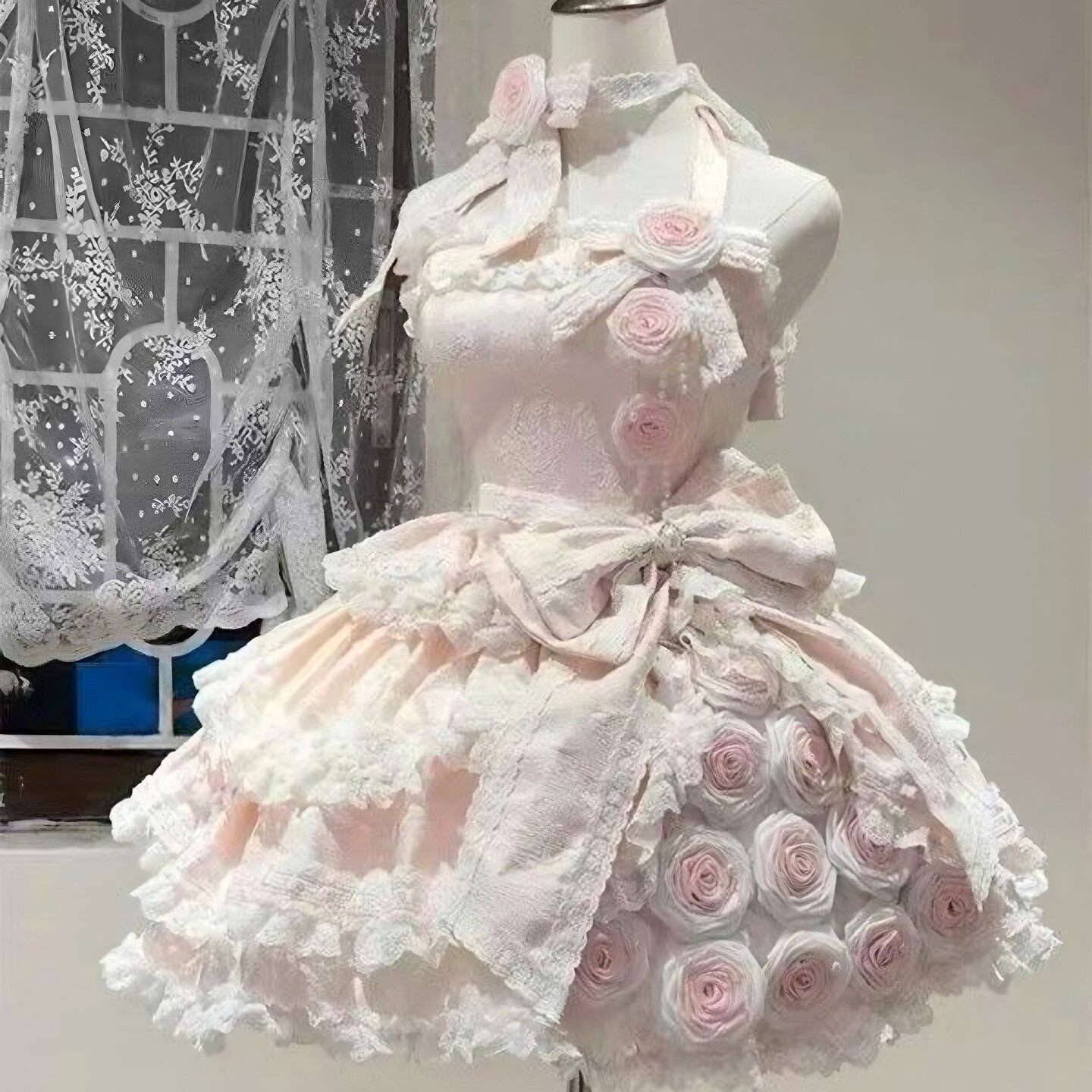 粉色玫瑰小礼服花嫁lolita裙可爱甜妹生日礼裙公主裙洛丽塔仙气
