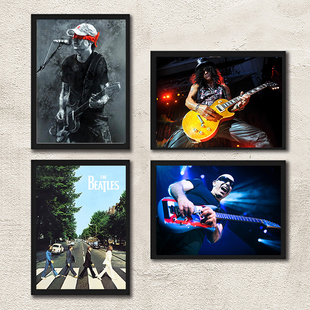 经典 饰画相框宿舍酒吧摆件墙贴 摇滚乐队海报音乐明星复古怀旧装