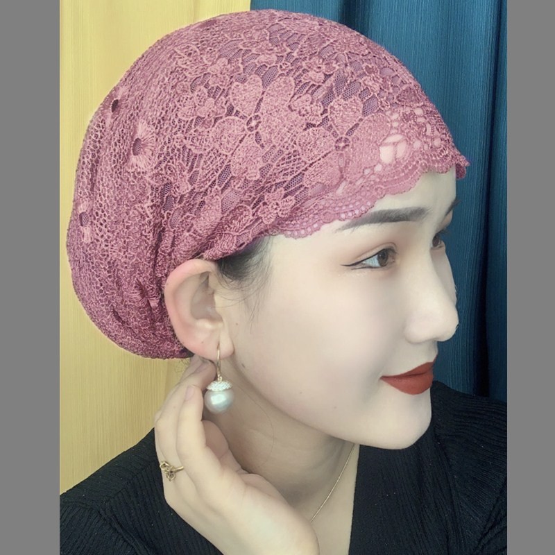 帽子遮白发的头饰新款蕾丝包头帽新疆民族套头盖头时尚水溶绣花妈图片