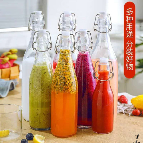 透明二斤装卡扣玻璃密封酿酒瓶