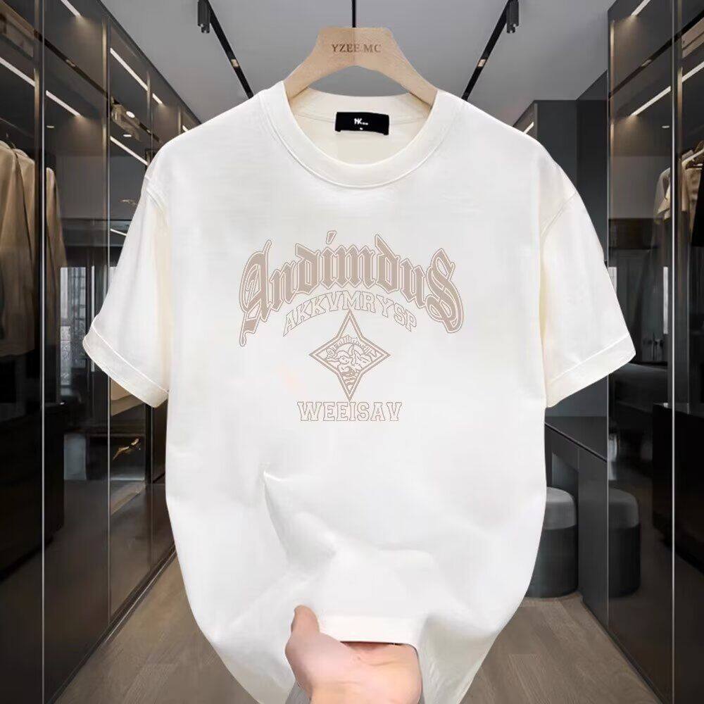 男士t恤痞帅美式重磅纯棉短袖T恤夏季ins潮牌圆领宽松半袖上衣潮