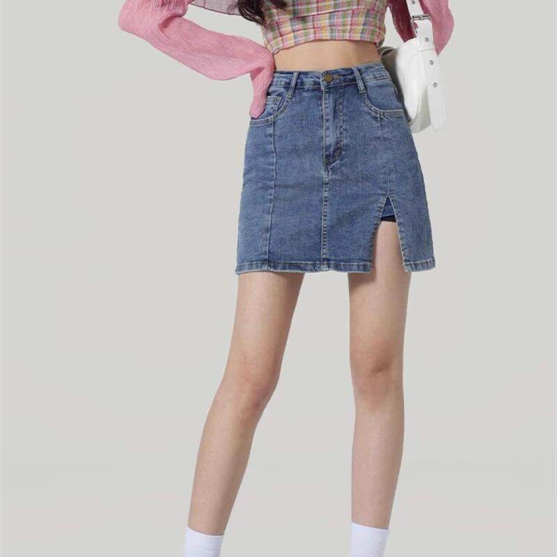 2026夏季新款高腰a字显瘦性感开叉半身裙包臀牛仔短裙裤裙女裙子