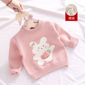 秋冬装 公主加绒加厚洋气韩版 潮 婴儿打底衫 女童毛衣宝宝套头针织衫