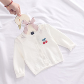 春夏薄款 女童开衫 3岁公主空调衫 6月婴儿外套1 纯棉新生宝宝针织衫