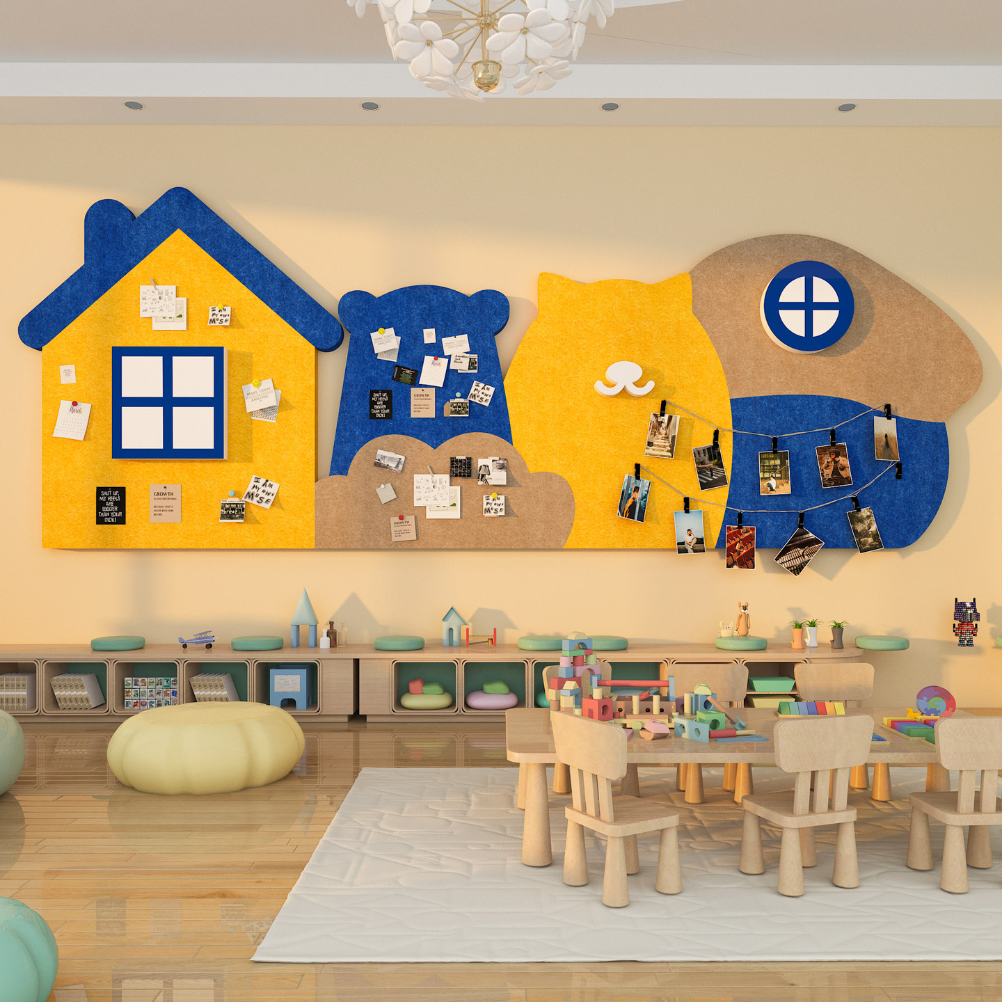 毛毡板托管幼儿园大厅形象背景风采照片作品展示墙贴走廊装饰环创,家居饰品,文化墙贴,淘宝优惠券,粉丝福利购,淘宝优惠卷