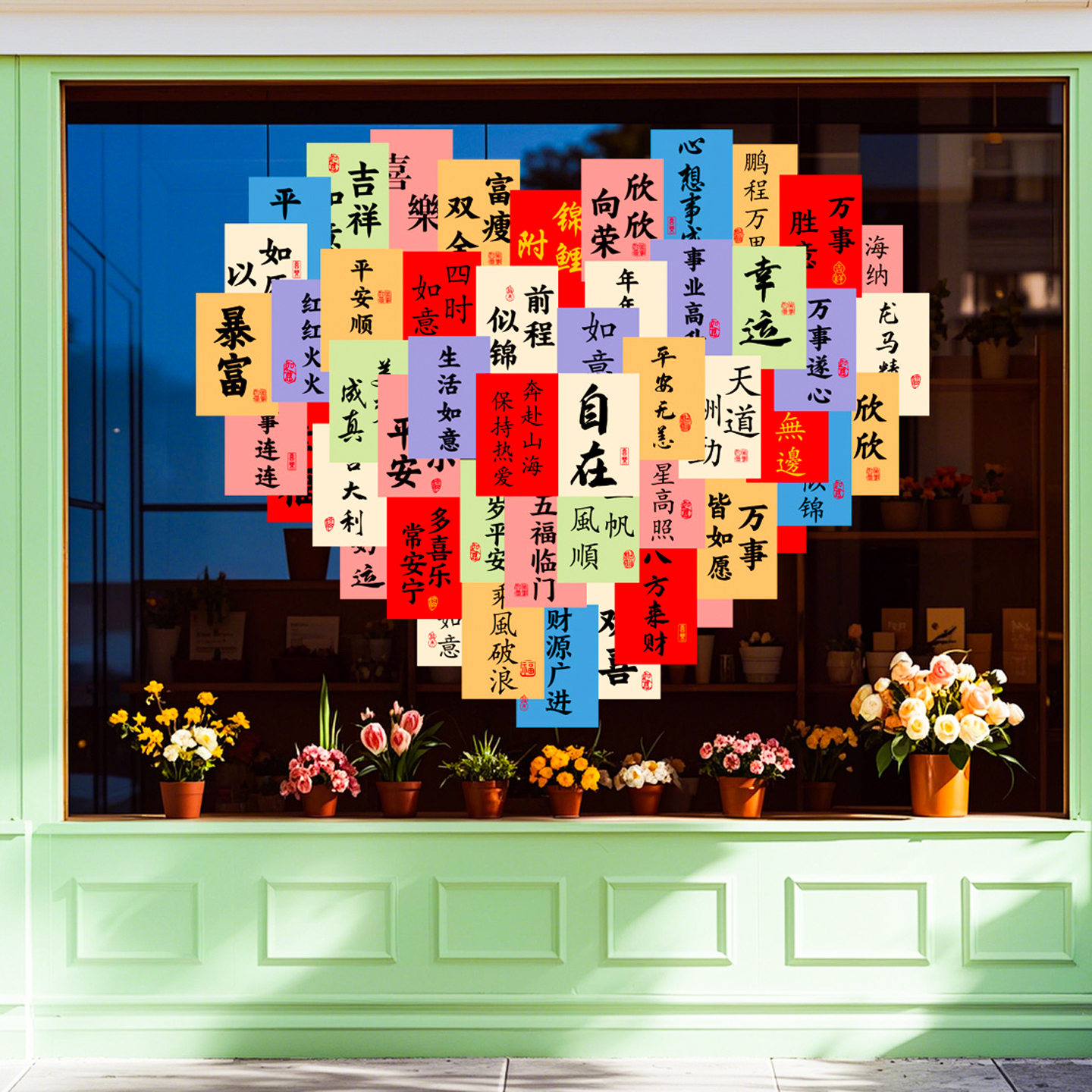 【心愿静电贴纸】新年元旦窗花贴