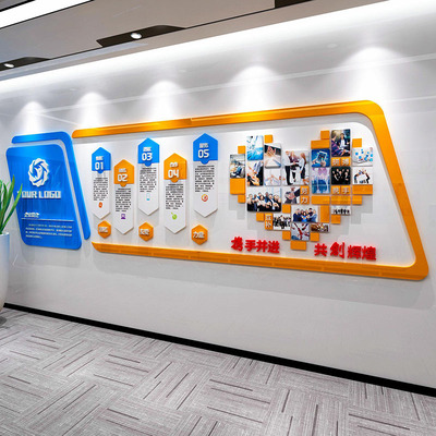 企业文化墙定制设计公告栏公司员工风采照片墙3d立体背景墙贴装饰