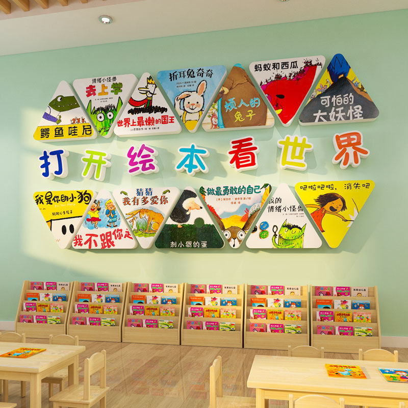 绘本馆墙面装饰图书角布置阅览教室文化墙贴纸幼儿园环创主题材料