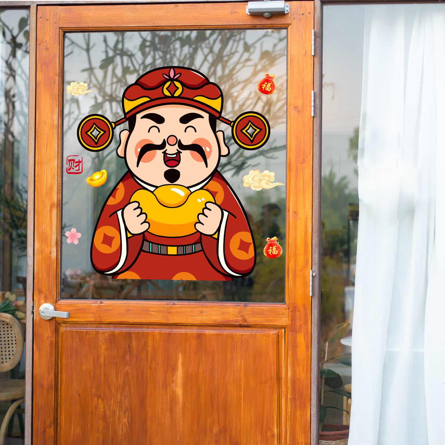 【财神爷】新年玻璃门窗静电贴纸