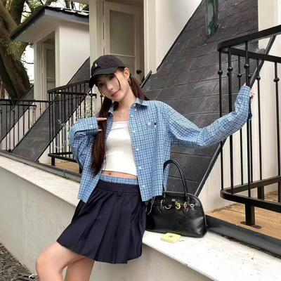 26春季MIMI/时髦精鬼马少女感 经典复古学院风格纹开衫盐系穿搭