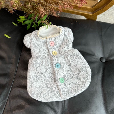 五只小白熊原创宠物衣服秋冬新款蕾丝毛衣加绒包肚衣狗狗猫咪外套