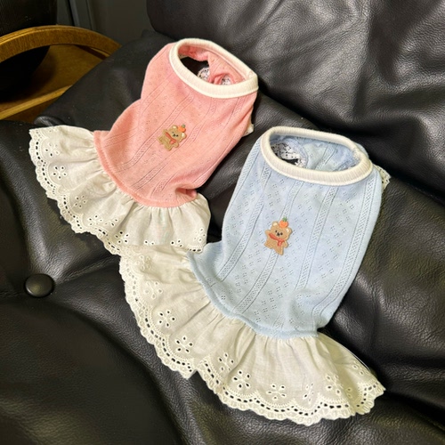 五只小白熊原创宠物衣服春夏新款高弹背心裙子狗狗猫咪居家空调服