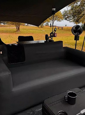 户外露营充气沙发黑色一键自动充气露营便携充气床懒人家用沙发椅