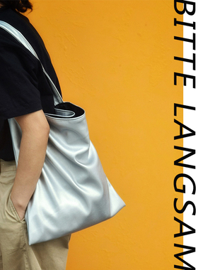 载迟2024春夏新款银色单肩包 极简百搭基础款挎包 简约通勤PU包包