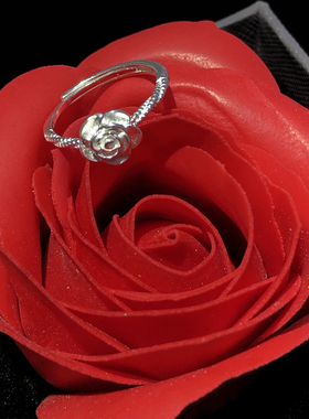 990玫瑰花戒指女生款小众设计轻奢指环2025新款爆款指环尾戒