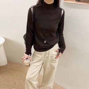 半高领细羊毛针织衫女欧洲站2025冬季时尚重工烫钻肩镂空打底上衣