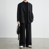 男高级感休闲宽松百搭西服外套 套装 MUKOK醋酸羊毛老钱风西装