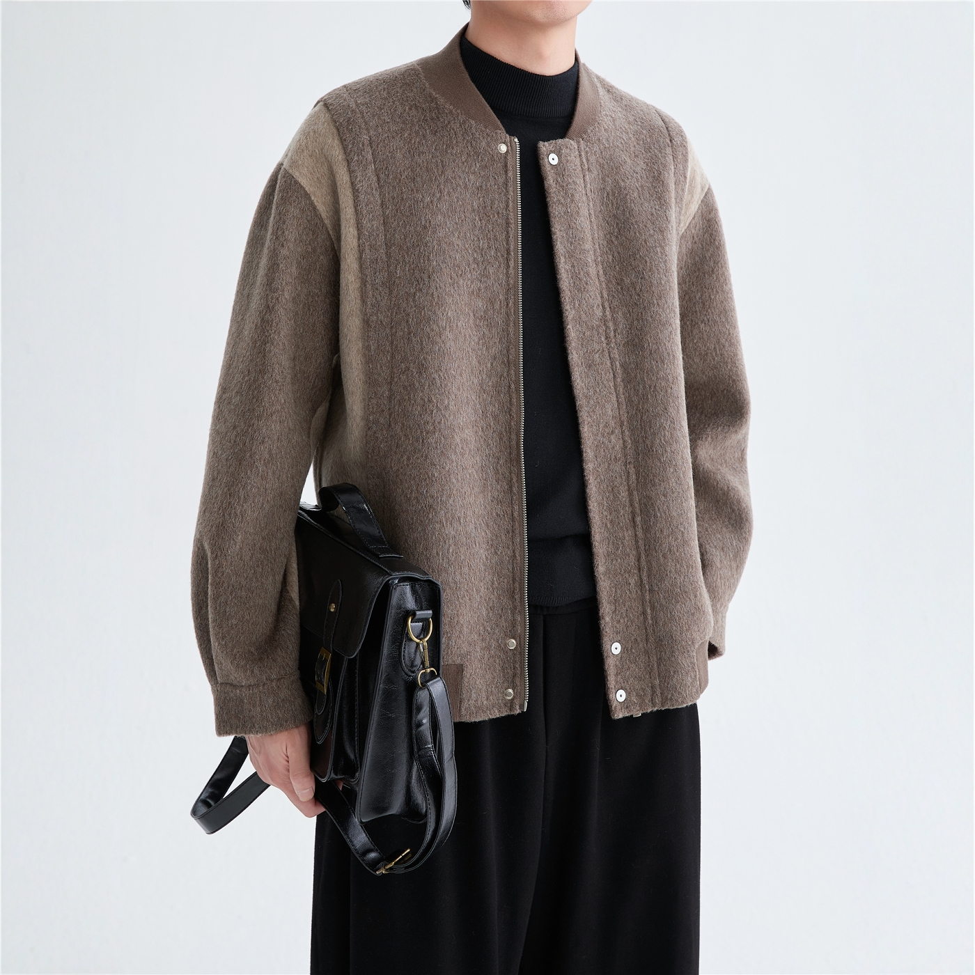 冬季男士休闲夹毛呢克双面呢外套