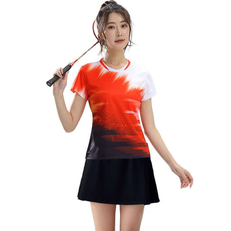 天识新款羽毛球服女款套装速干男短袖网球服上衣乒乓球训练服