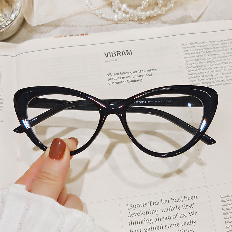 大框猫眼黑框玳瑁平光镜近视女款