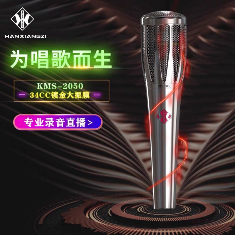 韩湘子105/2050/2090/3050Pro电容麦克风48V户外直播唱歌录音话筒