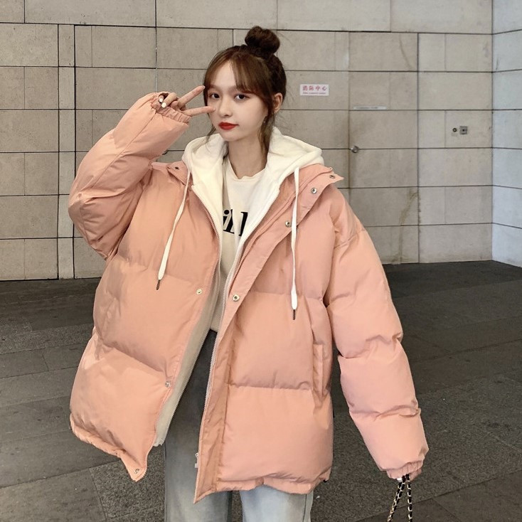 Real winter Korean hooded and fake two thickened warm cotton coats